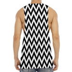 Black And White Zigzag Pattern Print Men's Muscle Tank Top