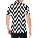 Black And White Zigzag Pattern Print Men's Shirt