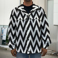 Black And White Zigzag Pattern Print Men's Shirt Jacket