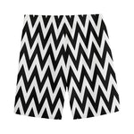 Black And White Zigzag Pattern Print Men's Sports Shorts