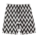 Black And White Zigzag Pattern Print Men's Swim Trunks