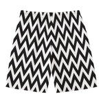 Black And White Zigzag Pattern Print Men's Swim Trunks