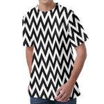 Black And White Zigzag Pattern Print Men's Velvet T-Shirt