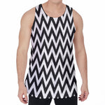 Black And White Zigzag Pattern Print Men's Velvet Tank Top