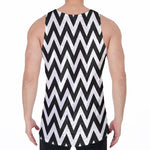 Black And White Zigzag Pattern Print Men's Velvet Tank Top