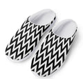 Black And White Zigzag Pattern Print Mesh Casual Shoes