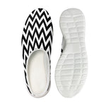 Black And White Zigzag Pattern Print Mesh Casual Shoes