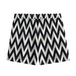 Black And White Zigzag Pattern Print Mesh Shorts