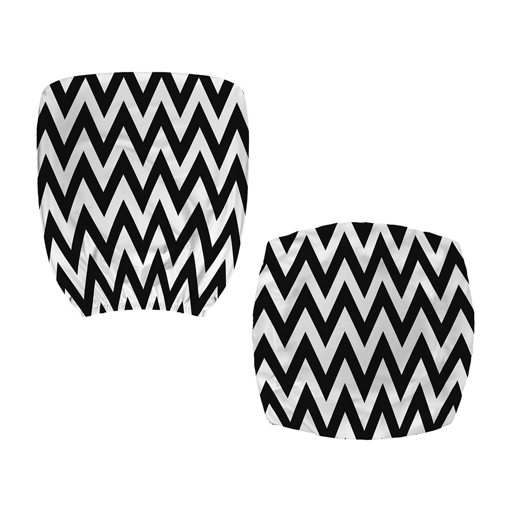 Black And White Zigzag Pattern Print Office Chair Cover