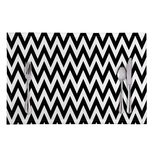 Black And White Zigzag Pattern Print Placemat