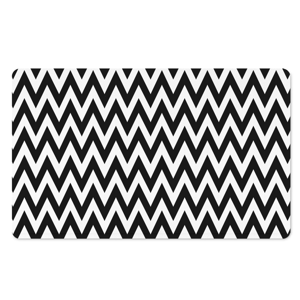 Black And White Zigzag Pattern Print Polyester Doormat