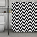 Black And White Zigzag Pattern Print Polyester Shower Curtain