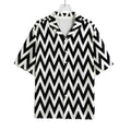 Black And White Zigzag Pattern Print Rayon Hawaiian Shirt