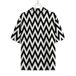 Black And White Zigzag Pattern Print Rayon Hawaiian Shirt