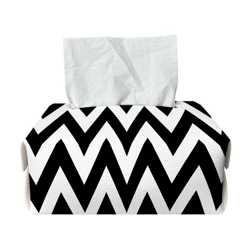 Black And White Zigzag Pattern Print Rectangle Tissue Box Cover