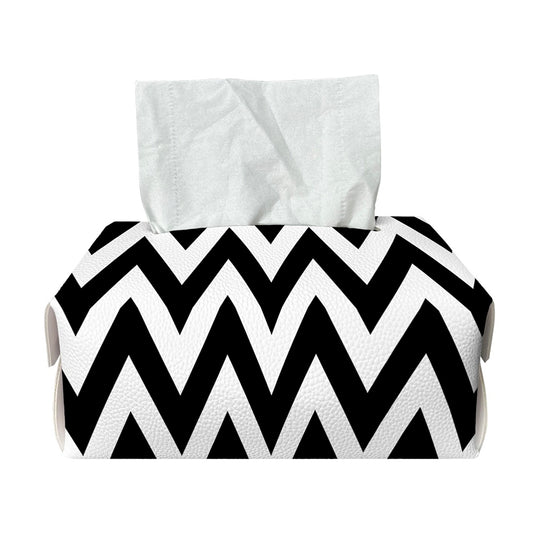 Black And White Zigzag Pattern Print Rectangle Tissue Box Cover