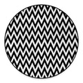 Black And White Zigzag Pattern Print Round Floor Mat