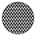 Black And White Zigzag Pattern Print Round Floor Mat