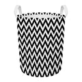 Black And White Zigzag Pattern Print Round Laundry Basket
