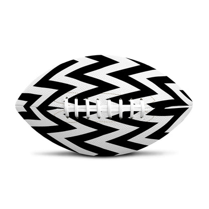 Black And White Zigzag Pattern Print Rugby Ball