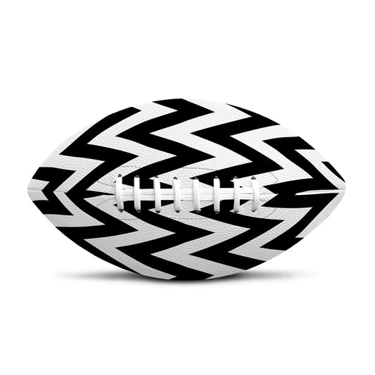 Black And White Zigzag Pattern Print Rugby Ball