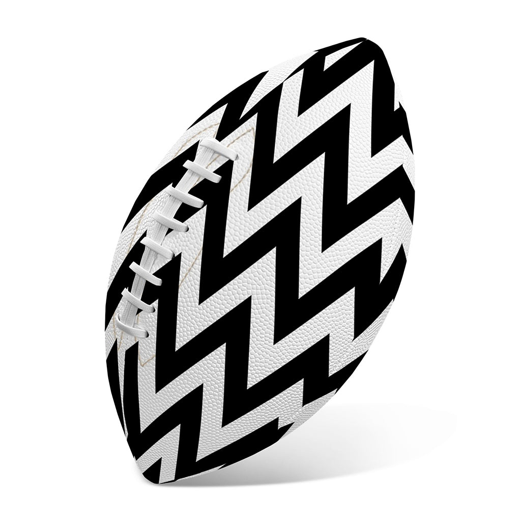 Black And White Zigzag Pattern Print Rugby Ball
