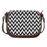 Black And White Zigzag Pattern Print Saddle Bag