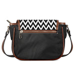 Black And White Zigzag Pattern Print Saddle Bag