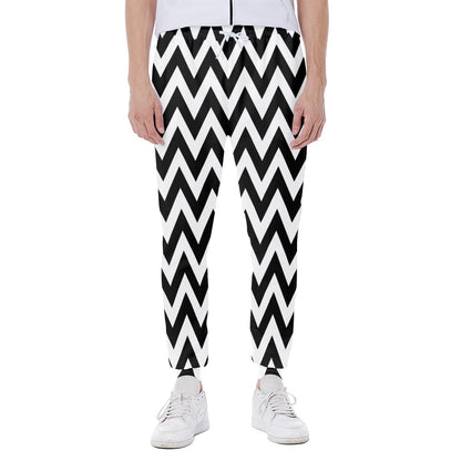 Black And White Zigzag Pattern Print Scuba Joggers