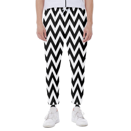 Black And White Zigzag Pattern Print Scuba Joggers