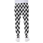 Black And White Zigzag Pattern Print Scuba Joggers