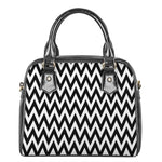 Black And White Zigzag Pattern Print Shoulder Handbag