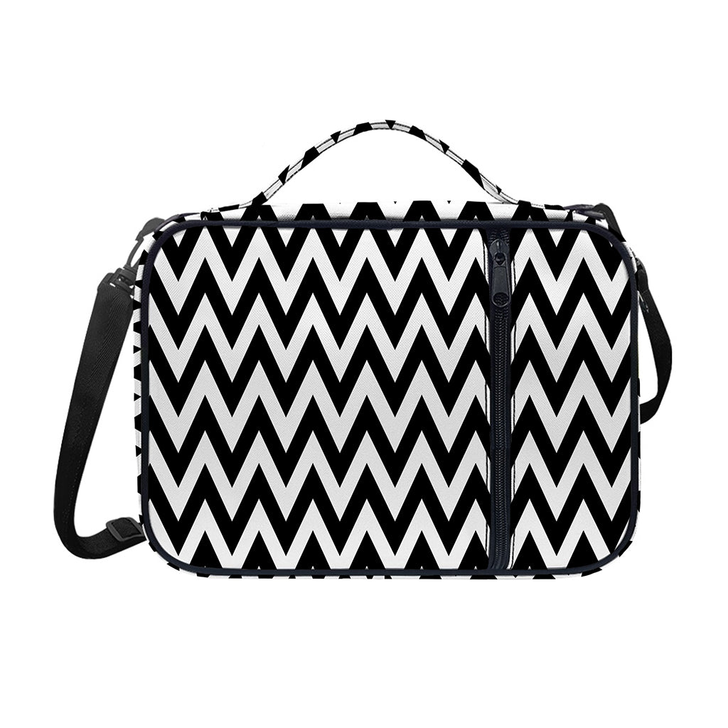 Black And White Zigzag Pattern Print Shoulder Strap Bible Bag