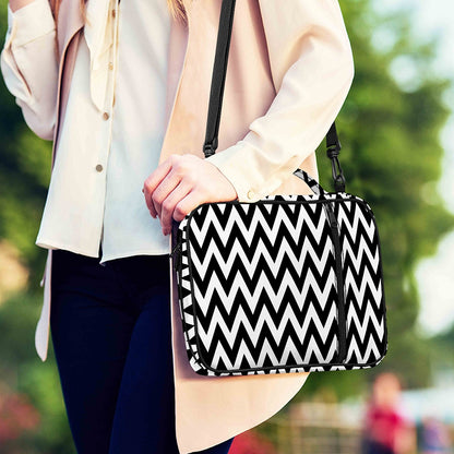Black And White Zigzag Pattern Print Shoulder Strap Bible Bag