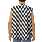 Black And White Zigzag Pattern Print Sleeveless Baseball Jersey