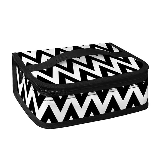 Black And White Zigzag Pattern Print Small Lunch Bag