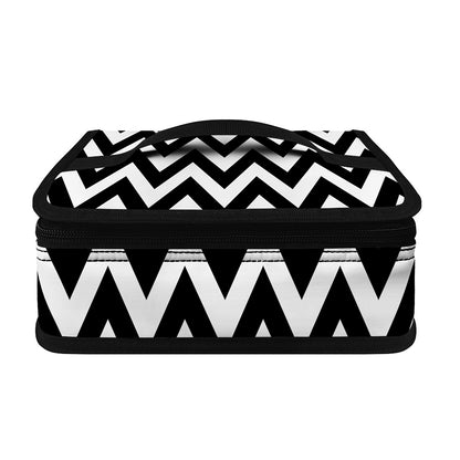 Black And White Zigzag Pattern Print Small Lunch Bag