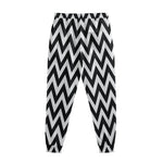 Black And White Zigzag Pattern Print Sweatpants