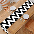 Black And White Zigzag Pattern Print Table Runner