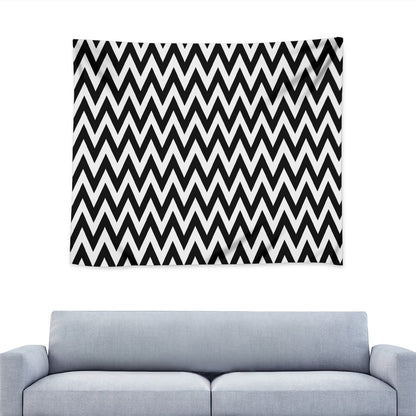 Black And White Zigzag Pattern Print Tapestry