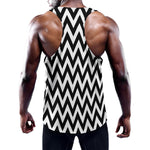 Black And White Zigzag Pattern Print Training Tank Top