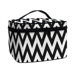Black And White Zigzag Pattern Print Travel Makeup Bag