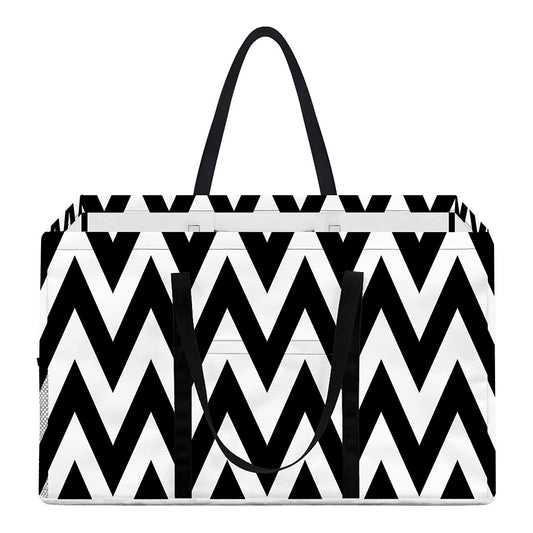 Black And White Zigzag Pattern Print Utility Tote Bag