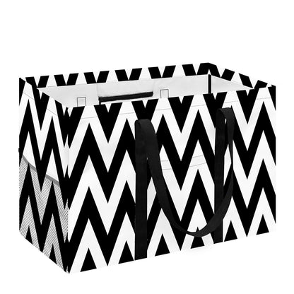 Black And White Zigzag Pattern Print Utility Tote Bag