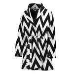 Black And White Zigzag Pattern Print Women's Bathrobe