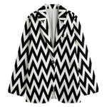 Black And White Zigzag Pattern Print Women's Blazer