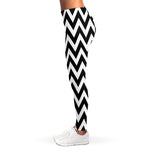 Black And White Zigzag Pattern Print Women's Leggings