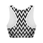 Black And White Zigzag Pattern Print Women's Sports Bra