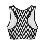 Black And White Zigzag Pattern Print Women's Sports Bra