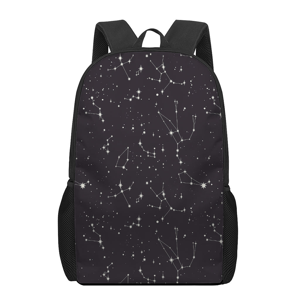 Black And White Zodiac Stars Print 17 Inch Backpack